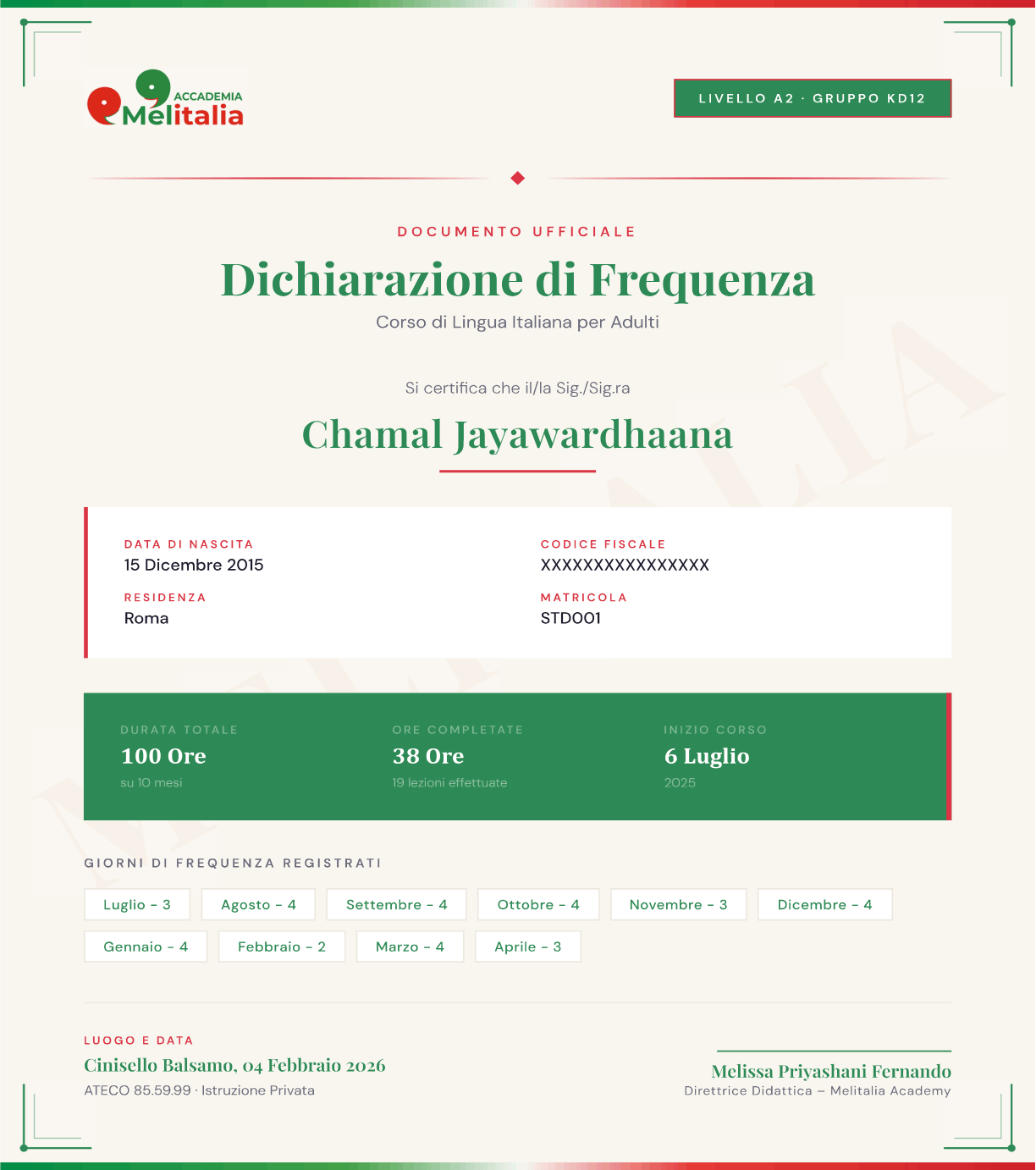 Kids course certificate